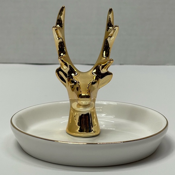 Deer Ring Display Holder Mini Trinket Tray Jewelry Ceramic Dish Pendant Case mom - Picture 3 of 17
